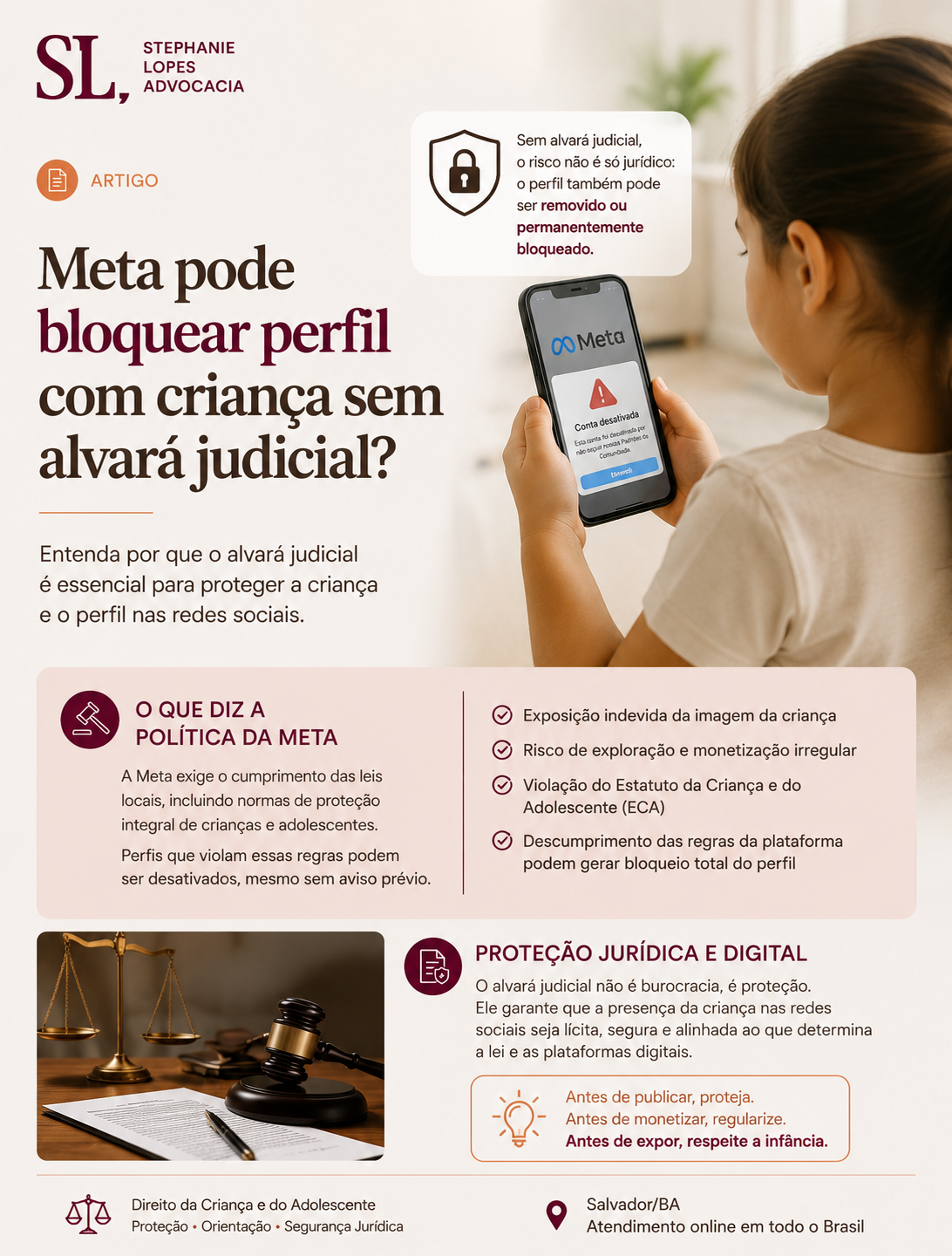 Meta pode bloquear perfil com criança sem alvará judicial